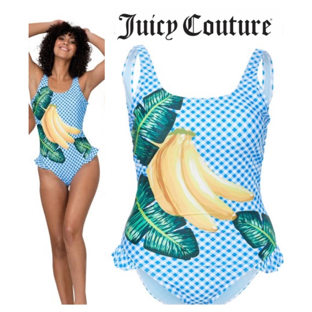 NWT JUICY COUTURE Gingham Banana Print Swimsuit